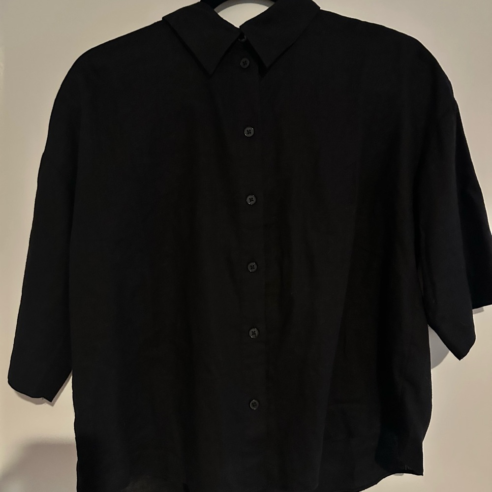 Black Linen Blouse Size S